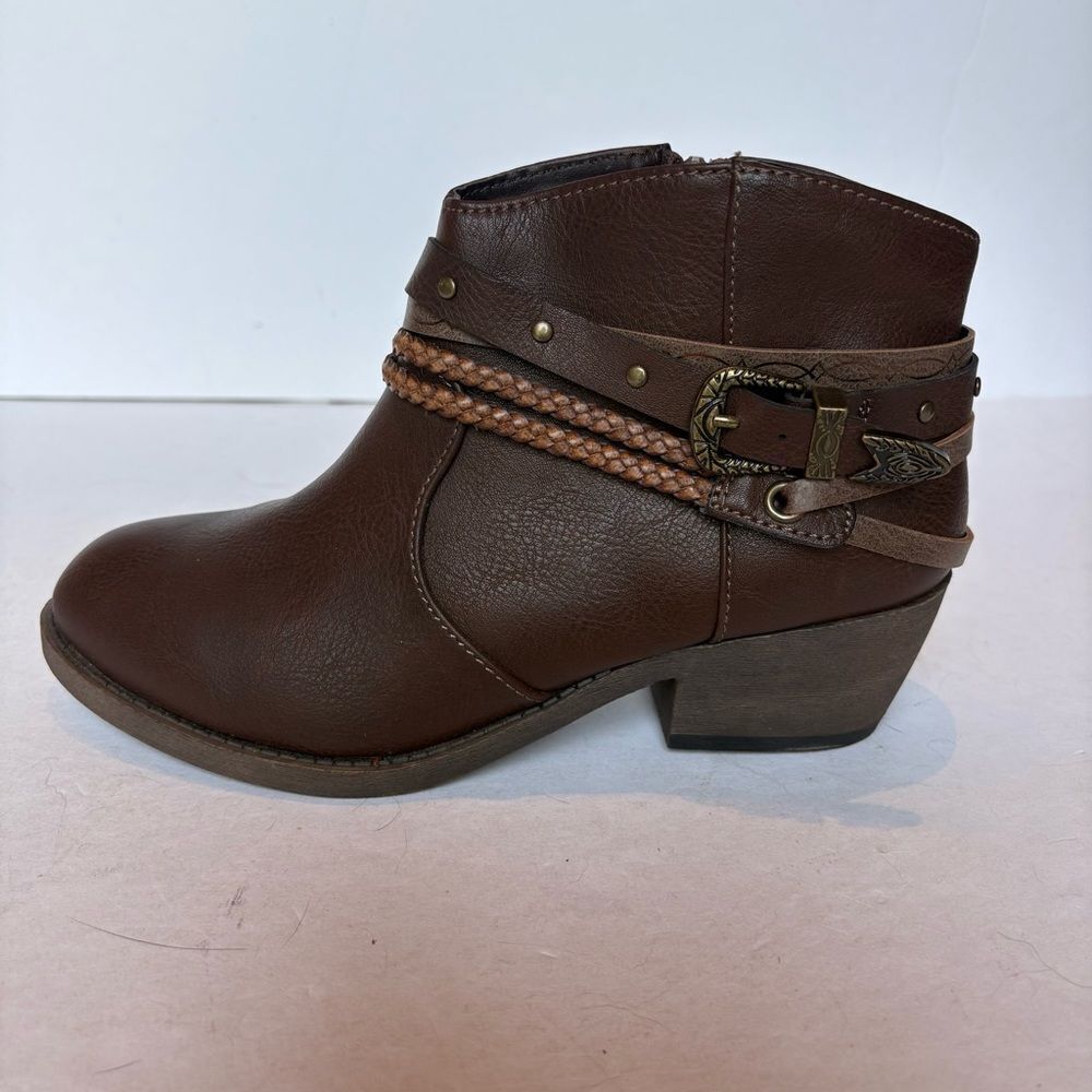 Pop Women's Brown Ankle Boots Side Zipper Size 6.5M - Picture 3 of 11